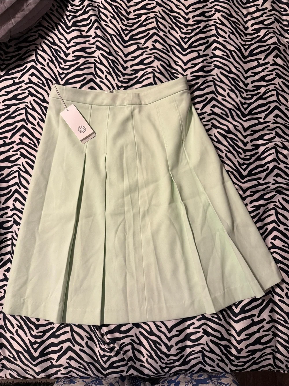 Tory Burch Light Green Pleated Mini Skirt
